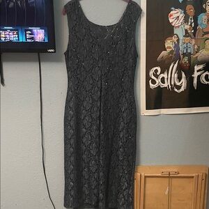 Elegant Blue Lace Sleeveless Dress